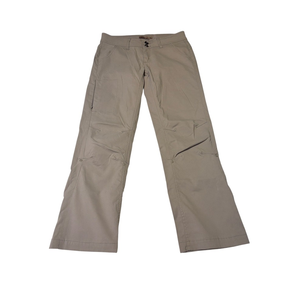 Prana Halle Hiking Pants Womens 6 W31 L28 Regular Khaki Roll Up Stretch Outdoor